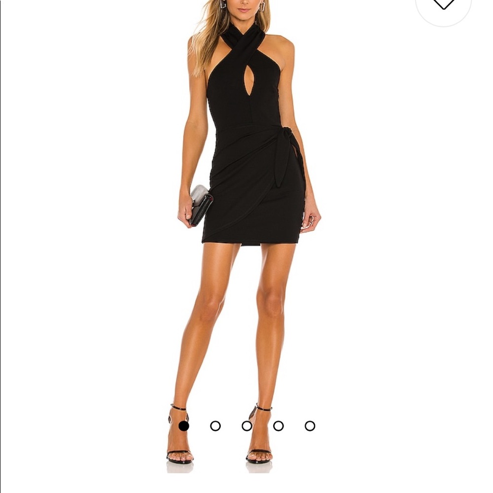 Lovers + Friends Black Cross-Neck Keyhole Mini Dress